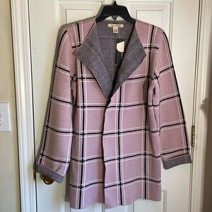 Plaid Sweater Coat/Cardigan